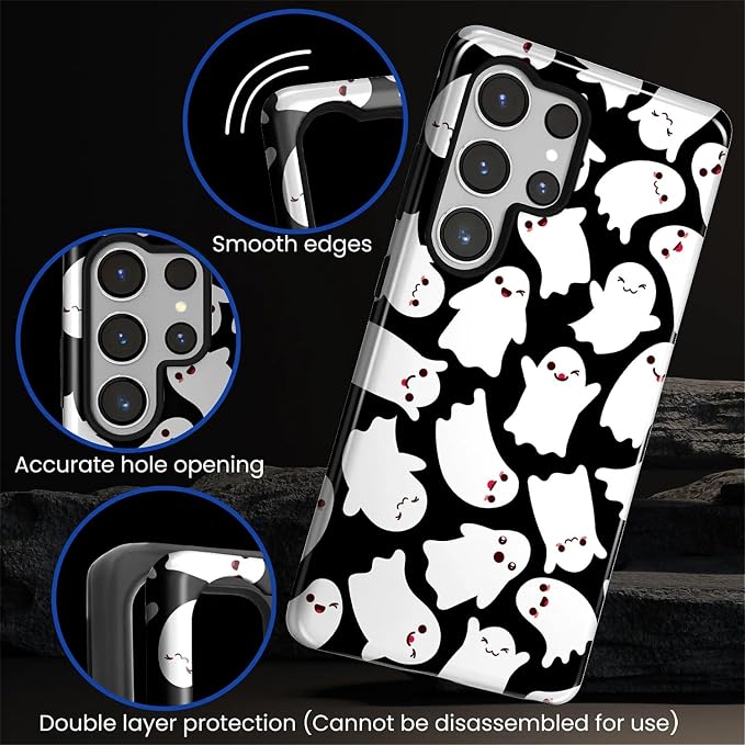 Case for Samsung Galaxy S26 Ultra Case, Halloween Ghosts Bats Design- Hybrid - Image 5