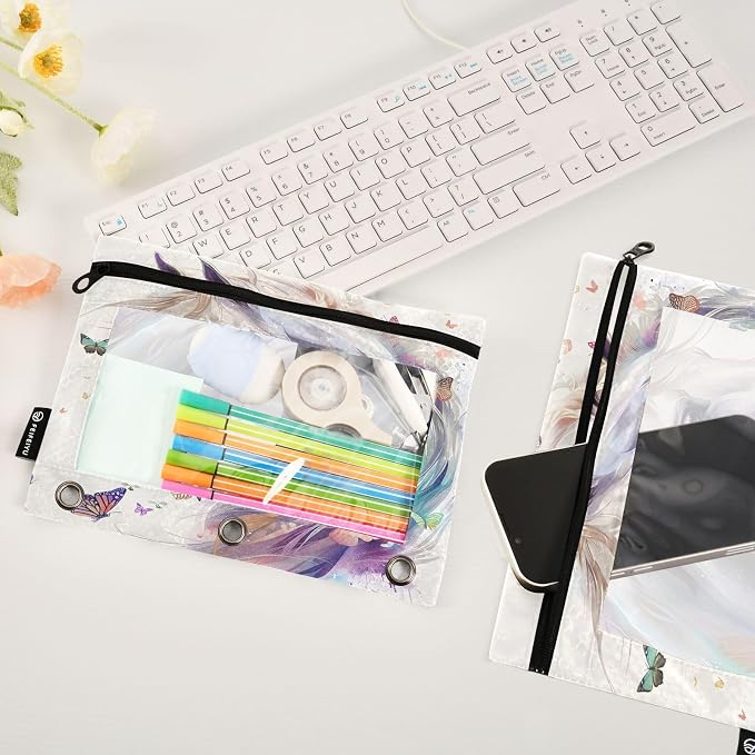 Custom White Horse Butterflies Pencil Pouch - Image 5