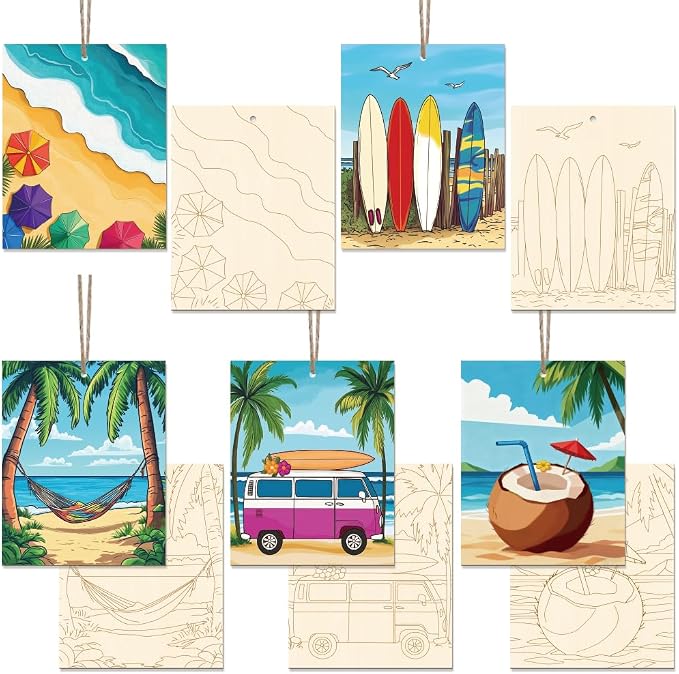15 Pcs Unfinished Wood Crafts to Paint by GLASSWINDS