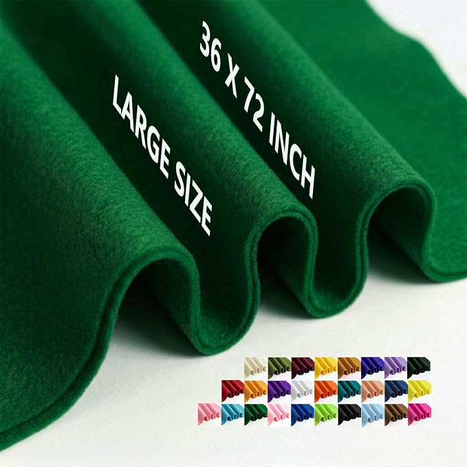 Emerald Green Felt Fabric 36" x 72" 1.6mm Thick Large Craft Sheet | Soft by MEDIANER