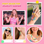 Simetufy 7200Pcs Pony Beads Bulk, 20 Assorted Colors 6x9MM Kandi Beads Kit - Image 7