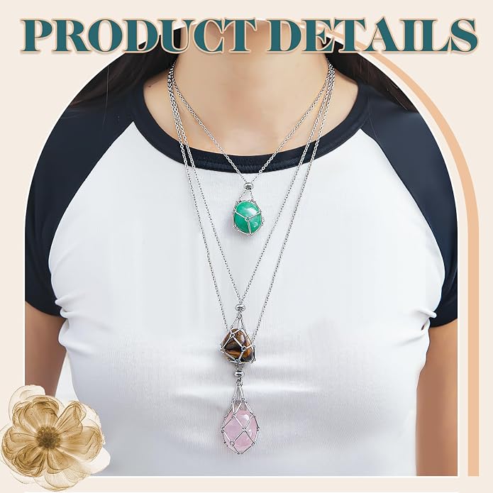 Tondiamo 3 Pcs Adjustable Crystal Necklace Holder, Titanium Alloy Empty Stone - Image 3