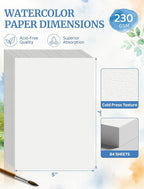 84 Sheets Watercolor Paper 5x7, 110 LB/230 GSM Water Color Paper 5 x 7 - Image 2