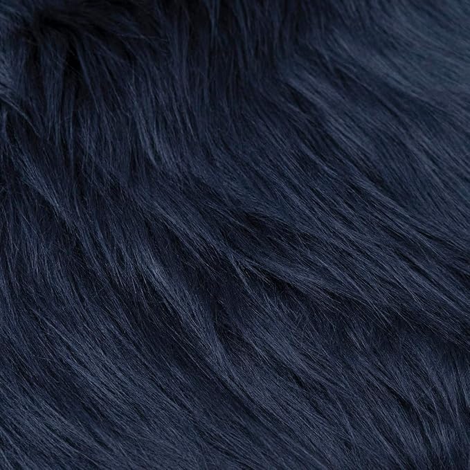 Navy Blue Faux Fur Fabric for Crafts Squares Furry Fabric for Sewing, - Image 2