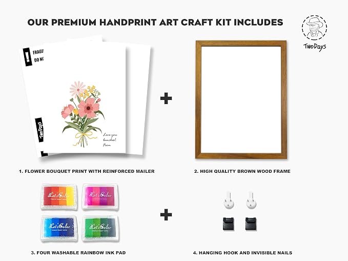 TwoDays Flower Bouquet Handprint Art Craft DIY Kit, Unique Gifts - Image 2