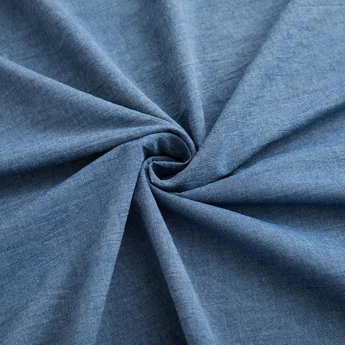 Blue Duvet Cover Full Size, 100% Washed Cotton Linen Like Bedding Set - Image 6