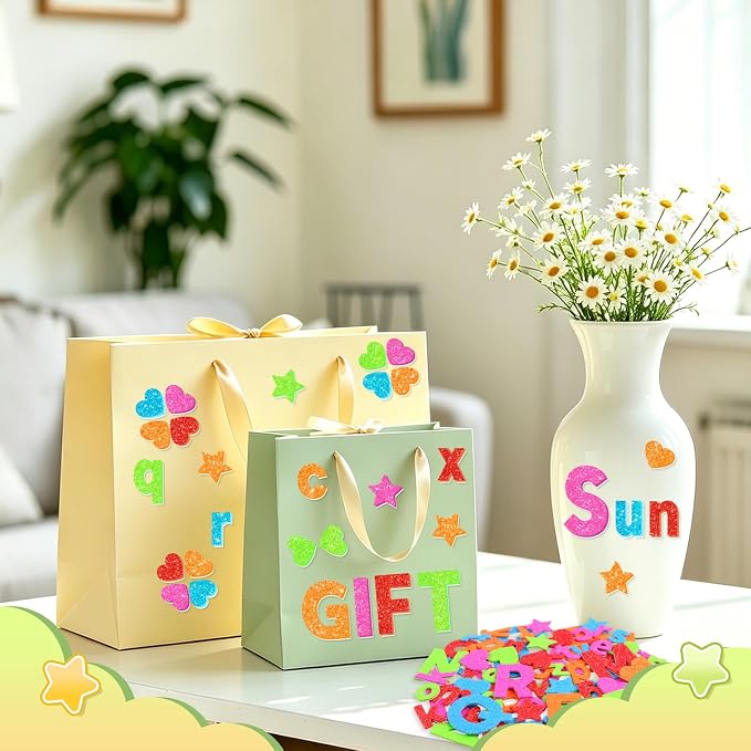 Glitter Foam Letter Stickers 335 Pcs Self-Adhesive Uppercase & Lowercase ABC - Image 4