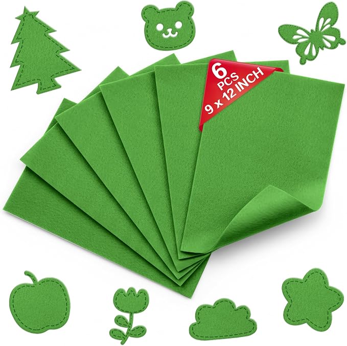 Emerald Green Soft Felt Sheets for Crafts, 1.6mm Thick, Kids' Crafts, DIY by Grainear