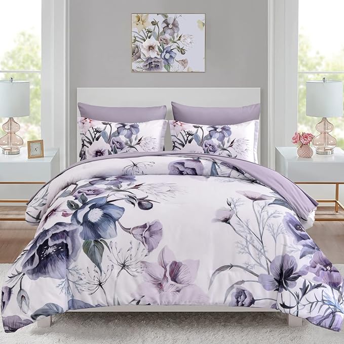 Luxudecor Floral Comforter Set Full Size 7 Piece, Elegant Floral Comforter by Luxudecor