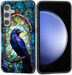 for Samsung Galaxy S25 FE Case, Crow Faux Stained Glass Pattern Glossy 2 in 1 - Image 2