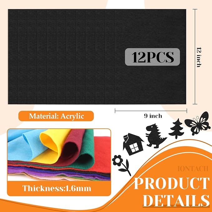 IONTACH 9" X 12" Felt Fabric Sheets 1.6mm Thick | Soft Felt - Image 3