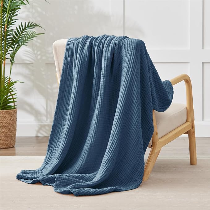 100% Cotton Muslin Blanket 40" x 40", Breathable and Lightweight Cotton Throw - Image 6