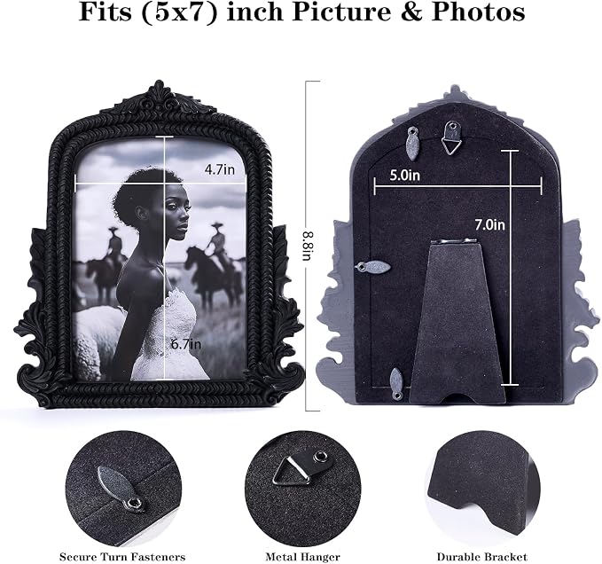 Ornate Black Picture Frame, Vintage Roman Texture, Hand-Crafted Resin Retro - Image 3