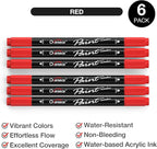 Overseas 6 Red Acrylic Paint Markers, Dual Tip Paint Pens Acrylic Marker | Dot - Image 2
