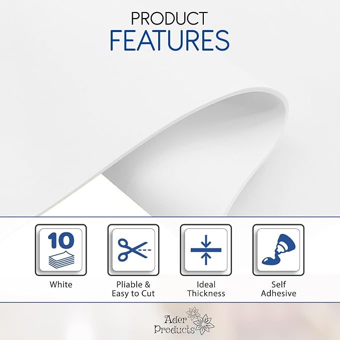 Adhesive White EVA Foam Sheets for Crafts, 2mm Thickness – Sticky Back Foam - Image 3