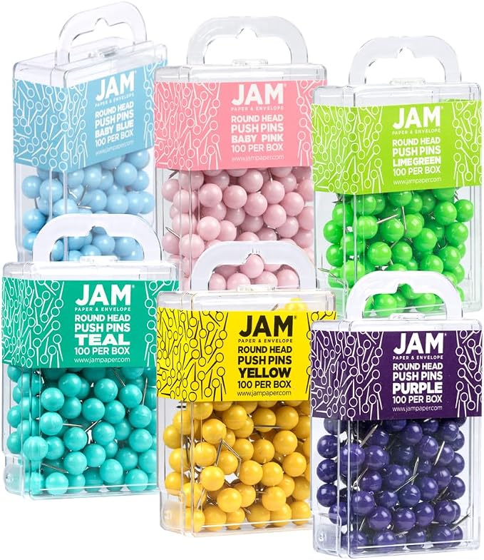 JAM PAPER Colorful Push Pins - Image 2