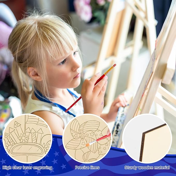 COCHIE 10 Pieces Large 4th of July Unfinished Wood Crafts to Paint - Image 3