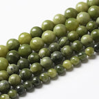 Natural Chinese Green Jade Beads Gemstone Round Loose Beads - Image 2