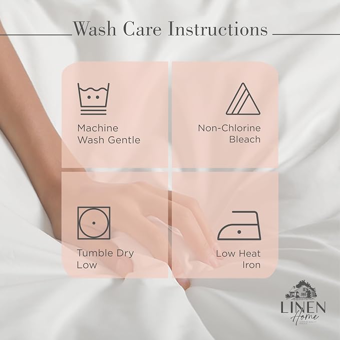 Linen Home 100% Cotton Percale Sheets Twin Size, Brushed Rose, Deep Pocket - Image 5