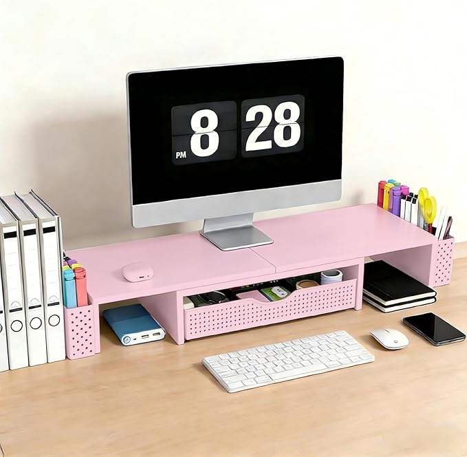Spacrea Metal Desk Organizers and Accessories, Dual Monitor Stand Riser - Image 2