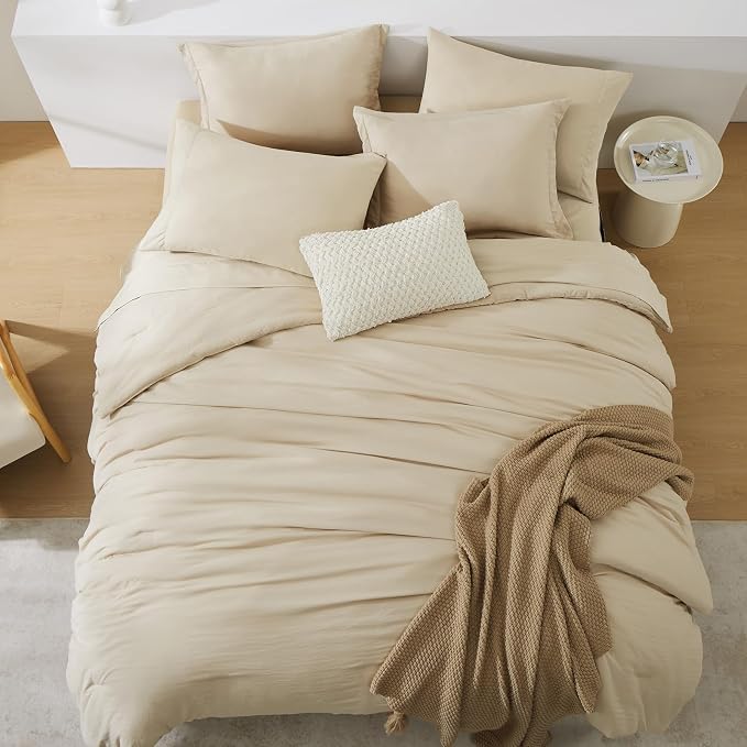 WRENSONGE Super King Size Comforter Set- 7 Pieces Beige Bed in a Bag Super King - Image 2