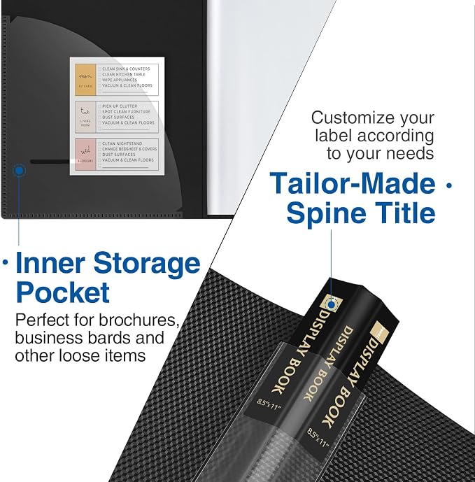 Sooez Binder with Plastic Sleeves 30-Pocket, Displays 60 Pages, 8.5x11 - Image 3