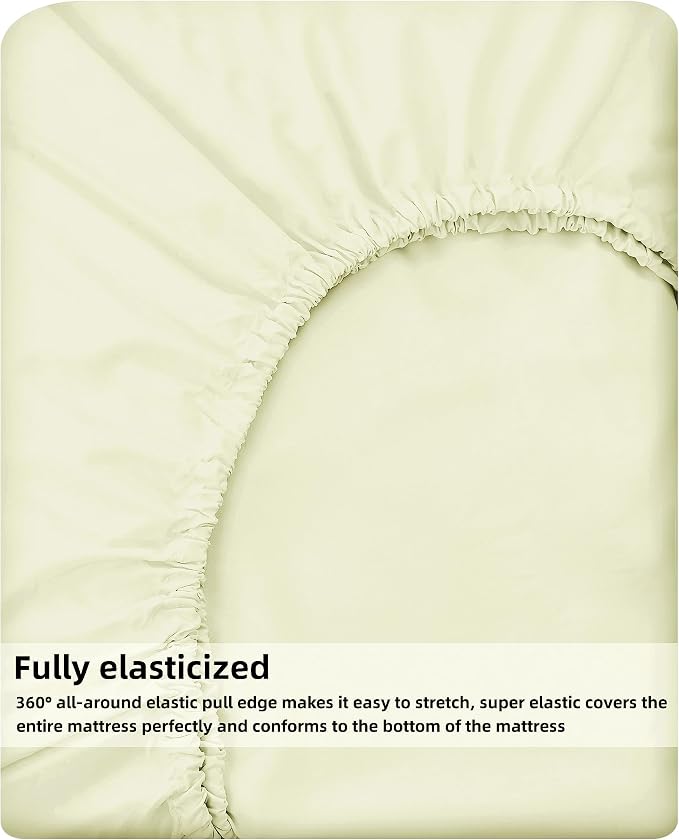 HBHLFZ Twin Fitted Sheet Only, Soft Breathable Bottom Sheet - Image 5