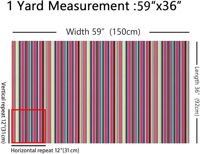 Boho Stripes Fabric by The Yard, Colorful Ethnic Mexican DIY Art Fabric - Image 2