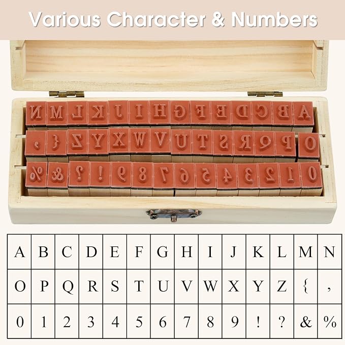 42 Pcs Letter Stamps, Rubber Stamps Alphabet Stamps, Wooden Stamps Number - Image 4
