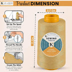 AK TRADING CO. 4-Pack Light Gold All Purpose Sewing Thread Cones of High - Image 2