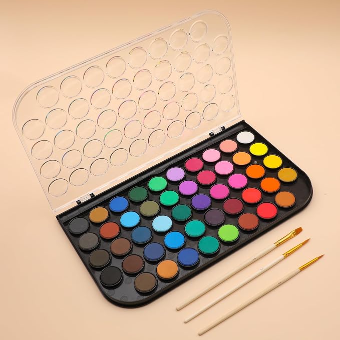 Artecho 48 Colors Watercolor Paint Set, Portable Travel Watercolor Cake Kit - Image 7