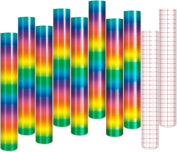 Tintnut Rainbow Gradient Permanent Vinyl 8 Sheets 12x10in Adhesive Vinyl | by Tintnut