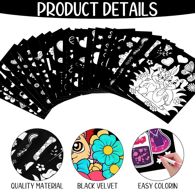 Zhanmai 48 Pcs Love Edition Velvet Coloring Posters Felt Pages to Color Fuzzy - Image 3