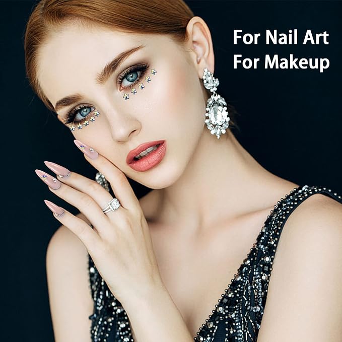 Allstarry 100pcs Flatback Rhinestones Irridescent Star-Shaped Face Gems Eye - Image 5