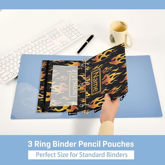 Custom Yellow Orange Fire Flames Pencil Pouch - Image 4
