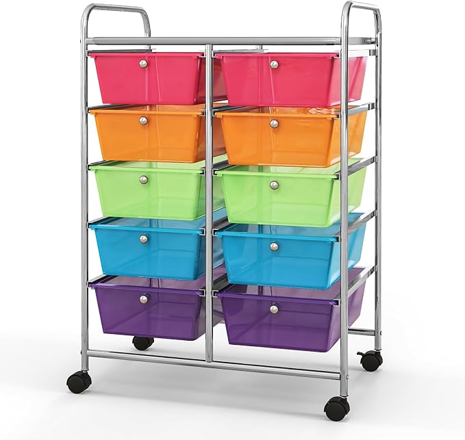 Giantex 10 Drawers Rolling Cart, Classroom Organizers, Storage Cart - Image 10
