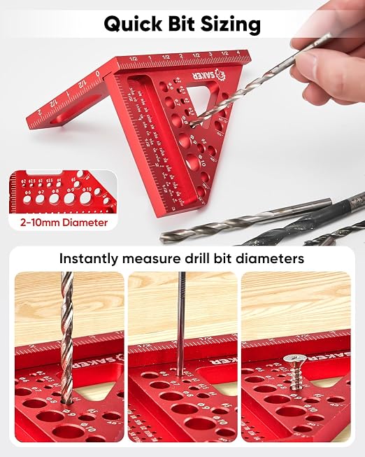 Saker 3D Multi-Angle Measuring Square Ruler, Aluminum Alloy Carpenter Square - Image 5