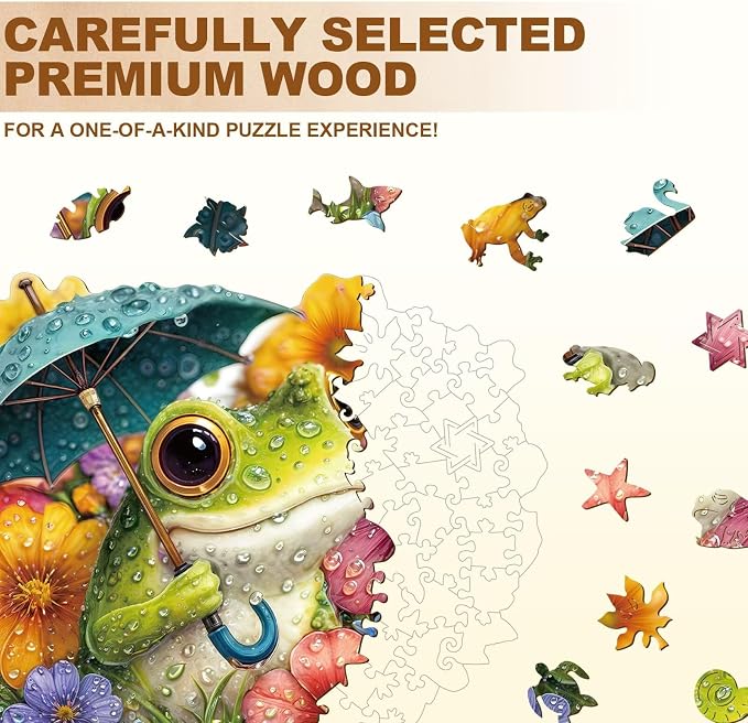 Rainy Bloom Frogs Puzzles Adults Gifts - Image 3