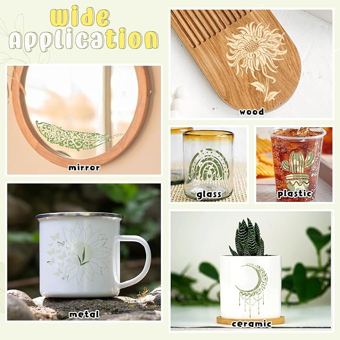 Sage Green Boho Permanent Adhesive Vinyl 12 Sheets 12'' x 10'' | Greenery Water - Image 6