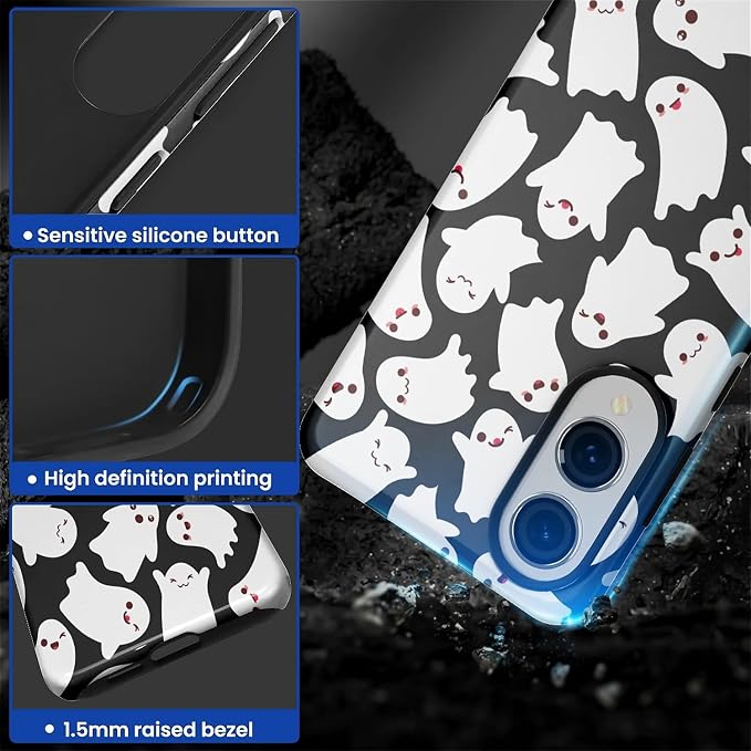 Case for Samsung Galaxy S25 Edge Case, Halloween Ghosts Bats Design Hybrid Dual - Image 4