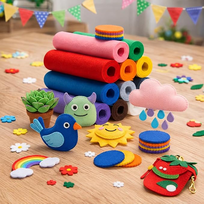 12 Rolls Large Stiff Felt Sheets 8"x35" Felt Fabric Bundle Pack Rainbow - Image 5
