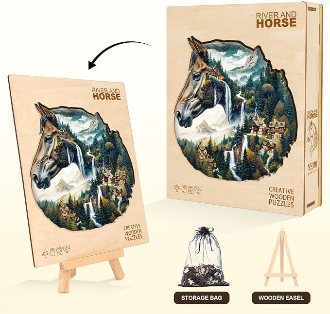 Mountain and River Horse Puzzles Adults Gifts Wooden 260 Pieces 13.4 * 13.0in - Image 5