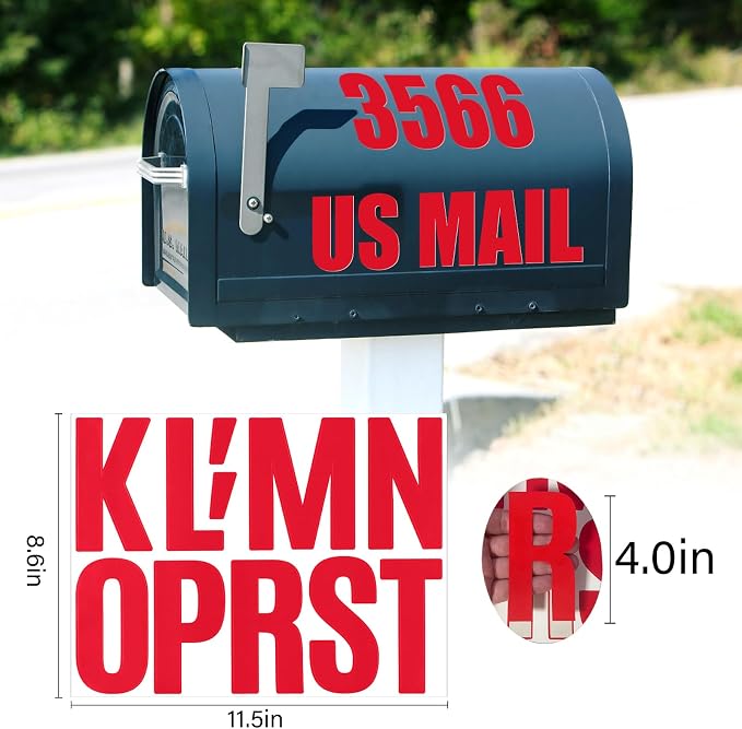 Letter Stickers, Mailbox Numbers, 4 Inch Waterproof Vinyl Alphabet | 4 Inch Red - Image 2