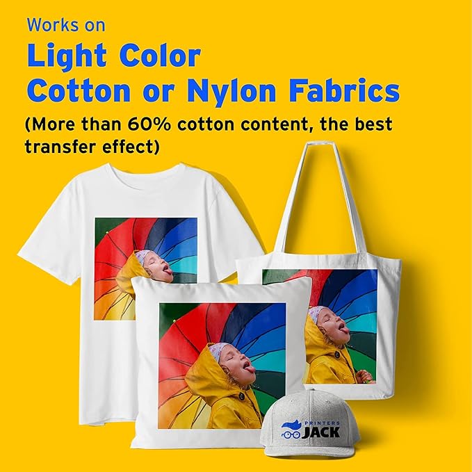 Printers Jack Iron-On Heat Transfer Paper Dark & Light Bundle, 20 - Image 3