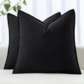 MIULEE Decorative Linen Euro Sham Pillow Covers 28x28 Inch Black Boho Farmhouse by MIULEE