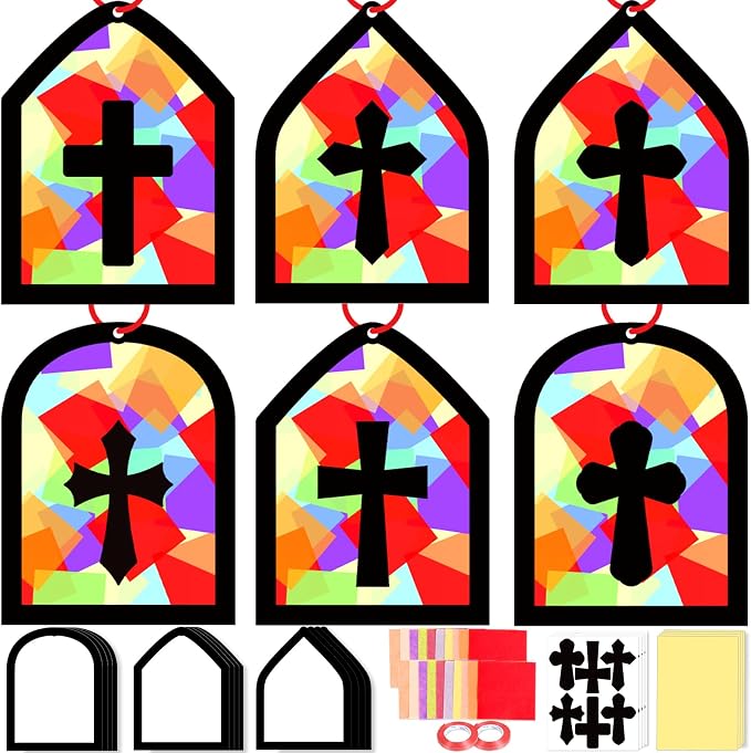 40PCS Sunday School VBS Crafts Bulk: Paper Cross Nativity Suncatchers, Jesus by Renbuzhu