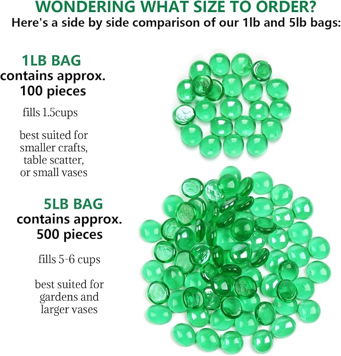 0.5lb Green Glass Marbles for Vase, Decorative Pebbles for Vase Fillers - Image 6