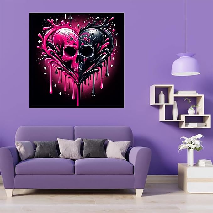 Meothan Diamond Art Kits for Adults, 5D DIY Heart Skull Diamond Painting Kits - Image 2