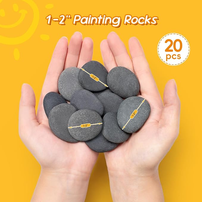 Simetufy 20 PCS Rocks for Painting, 1-2" Natural Flat DIY Painting Rocks - Image 2