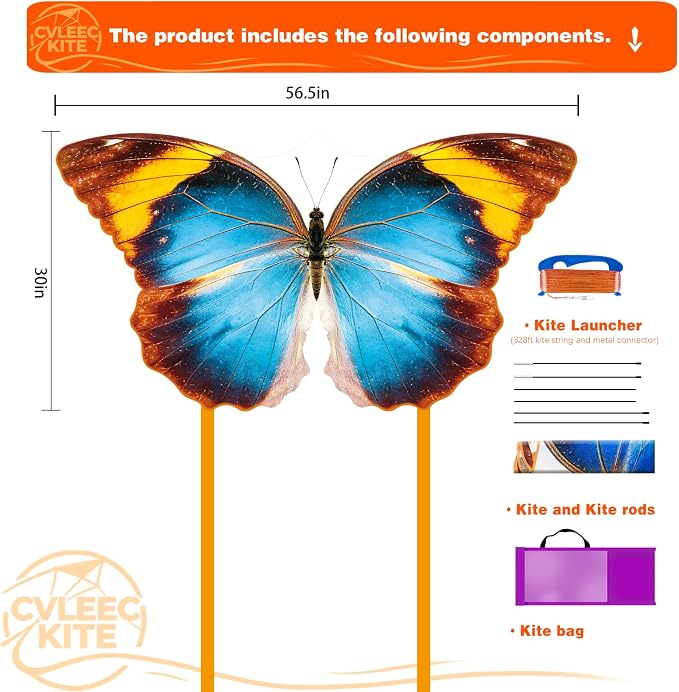 Butterfly Kite for Kids & Adults, Outdoor Kite, Grassy Areas - Image 2